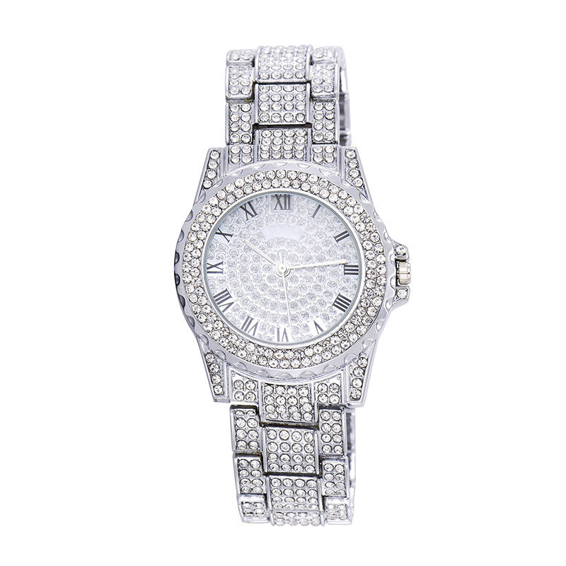 Reloj de hip-hop personalizado con diamantes y estrellas, esfera grande de moda