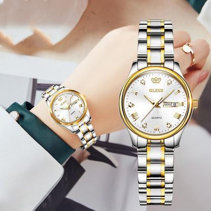 Automatic Waterproof Luminous Calendar Quartz Ladies Watch