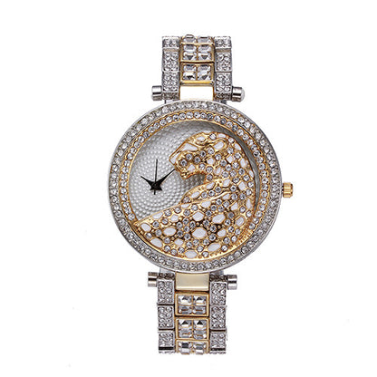 Leopard Diamond Steel Band Waterproof Quartz Watch