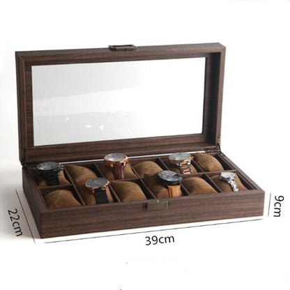 Wood Grain Leather Watch Display Box Watch Storage Box