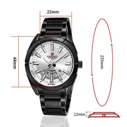 Steel Belt Men's Watch Business Belt Calendar Week Watch