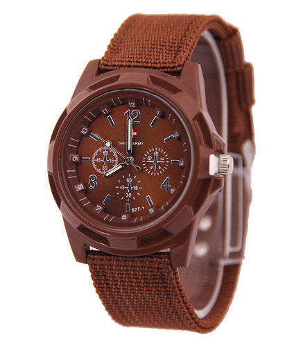 Reloj de pulsera de cuarzo con correa de nailon y esfera redonda para hombre, estilo militar, estilo deportivo, estilo militar, Gemius Army