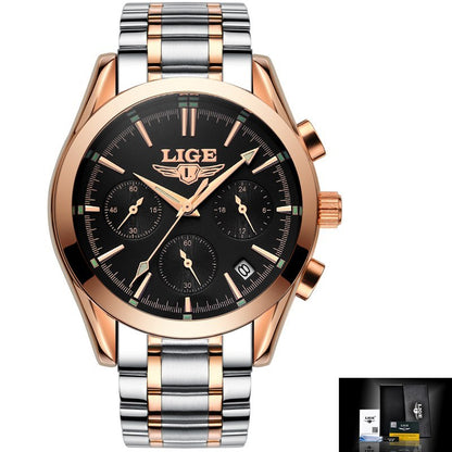 Men's sports quartz watch waterproof steel belt men's watch calendar multi-function watch business watch