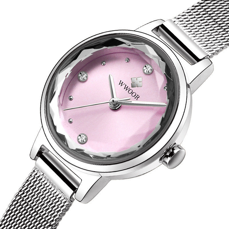 Correa de malla de reloj de cuarzo simple de moda para mujer