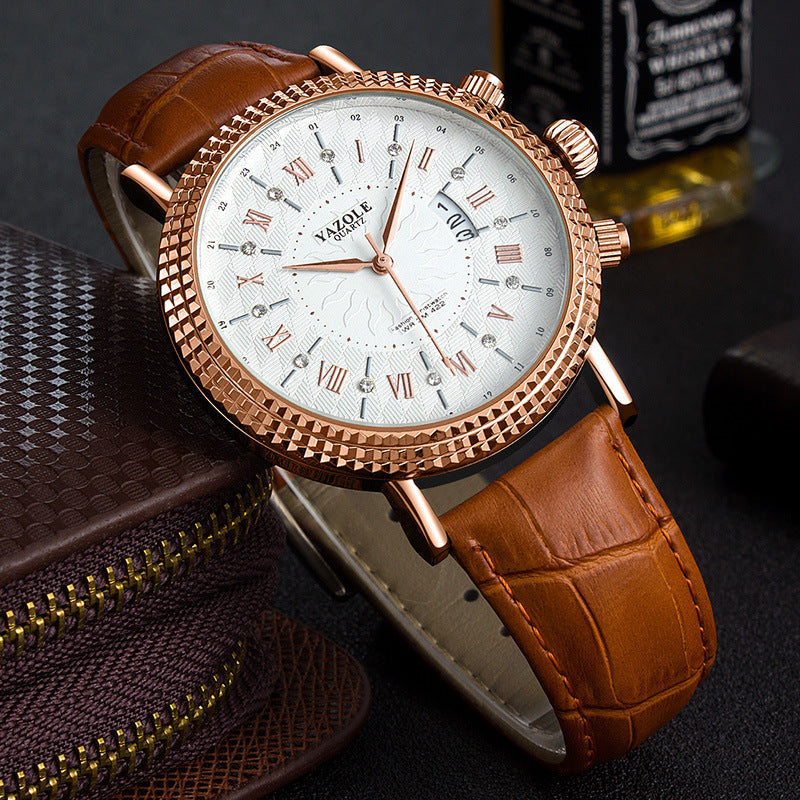 Reloj calendario para hombre, reloj de cuarzo, reloj de negocios, informal, de moda, de comercio exterior