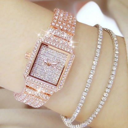 Reloj de cuarzo resistente al agua con diamantes completos