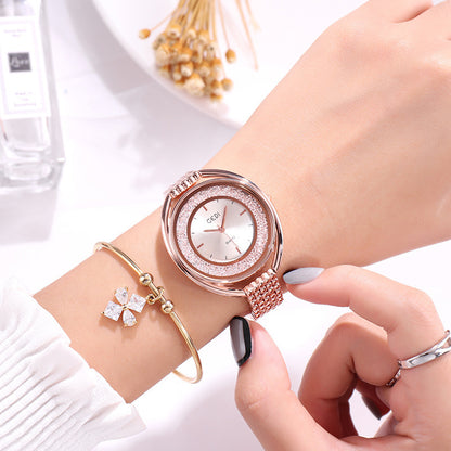 Reloj de mujer con diamantes de agua, reloj británico con correa de acero, reloj impermeable para mujer