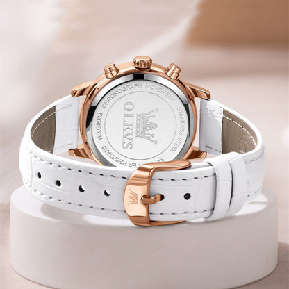 Women's Quartz Watch With Diamond Inlaid Multi-function Timing