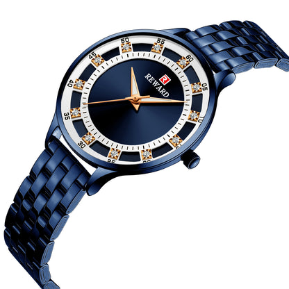 Ladies quartz watch with diamond band