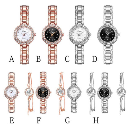 Relojes-Conjunto Brazalete Reloj Pulsera Reloj de Pulsera Cuarzo Mujer Moda Señoras Marca Lujo