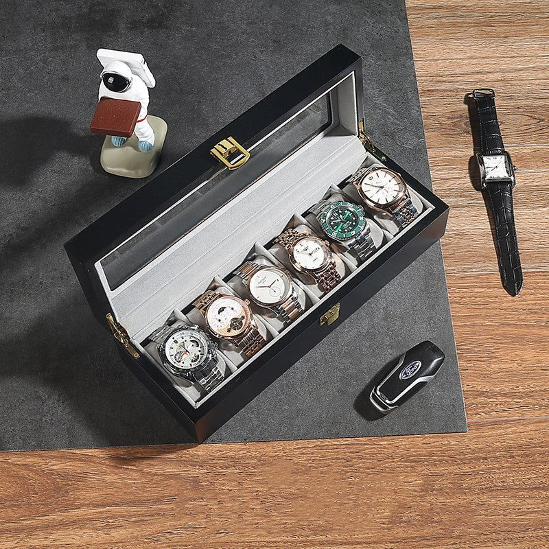 Solid wood watch storage box