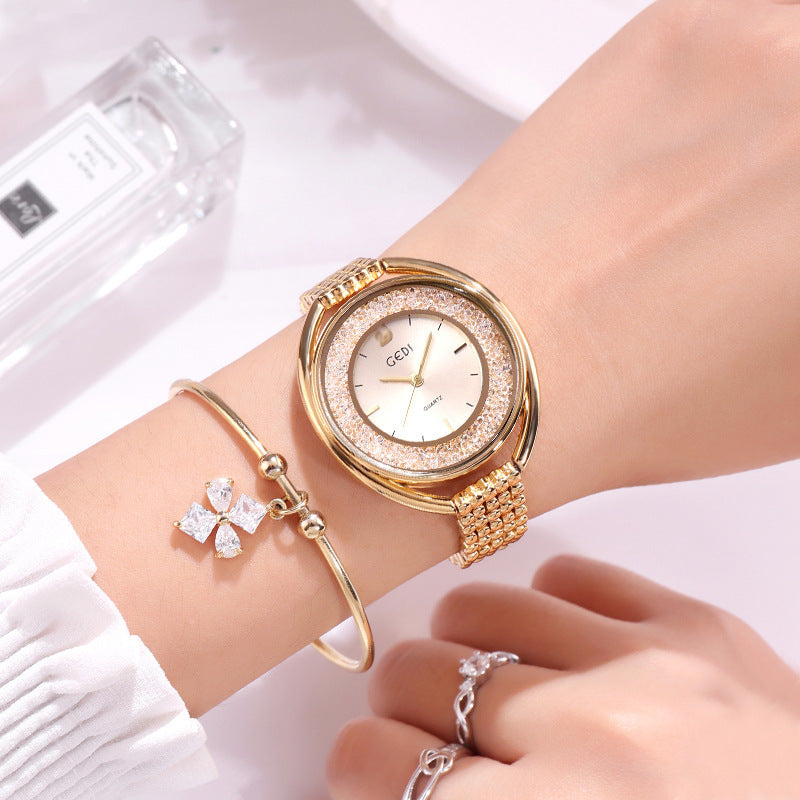 Reloj de mujer con diamantes de agua, reloj británico con correa de acero, reloj impermeable para mujer