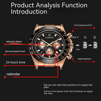 Reloj multifuncional con correa de acero para hombre, resistente al agua y luminoso