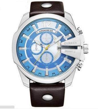 Reloj de hombre de tres esferas decorado con esfera grande y estilo moderno