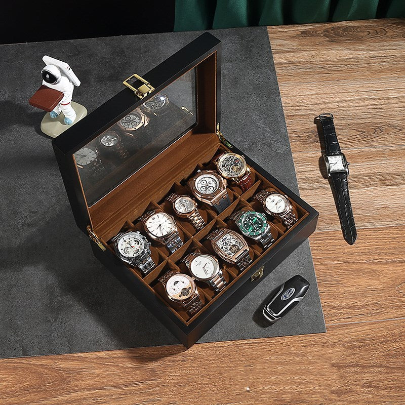 Solid wood watch storage box