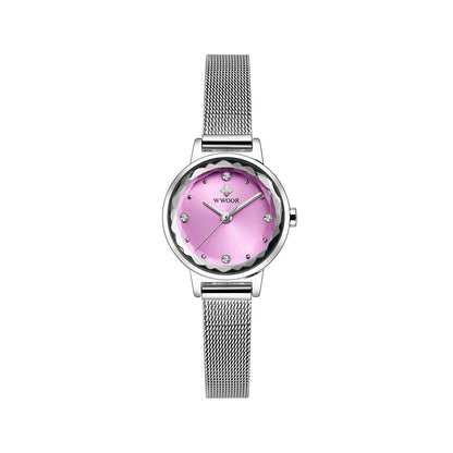 Correa de malla de reloj de cuarzo simple de moda para mujer