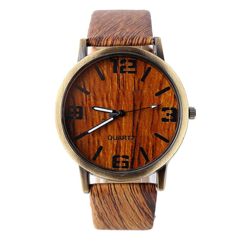 Reloj de pulsera con vetas de madera