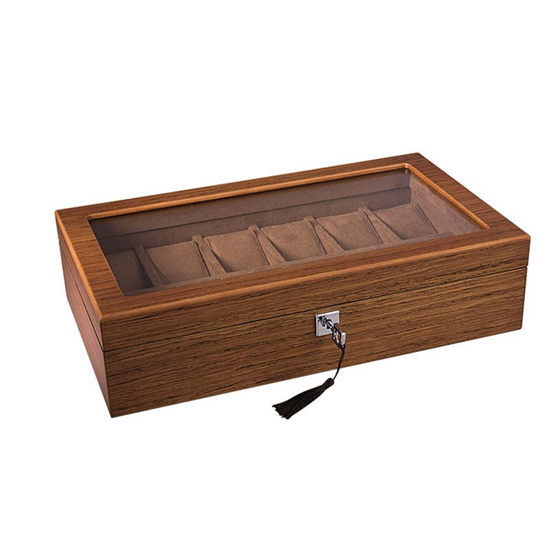 Matte wood grain lock watch storage box