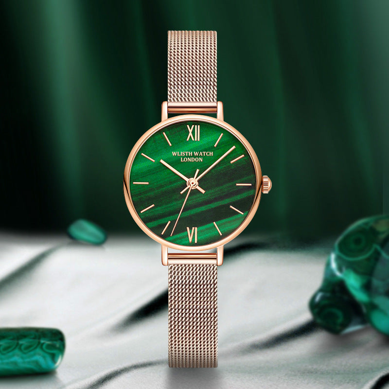 Reloj pequeño luminoso de color verde resistente al agua con forma de disco de moda