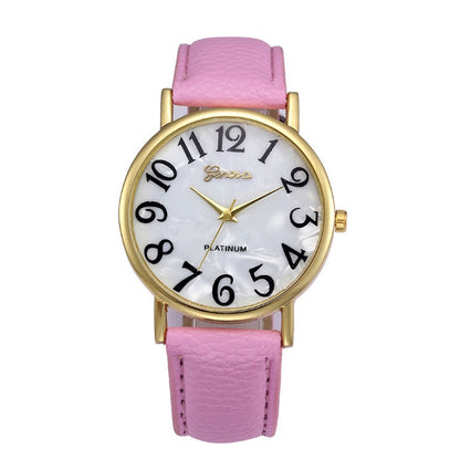 Reloj con correa de mármol, reloj de moda de Ginebra, reloj informal con esfera de concha para hombres y mujeres