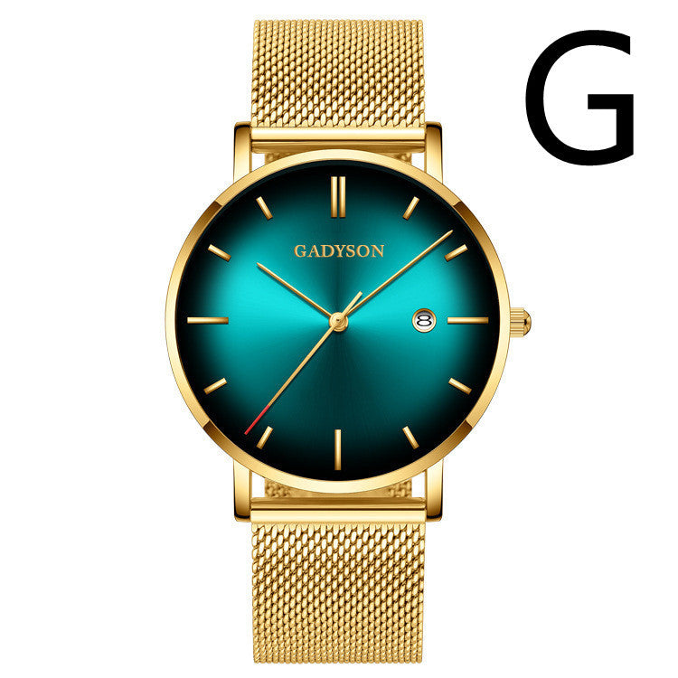 Reloj de acero de color sencillo para hombre, reloj de cuarzo degradado