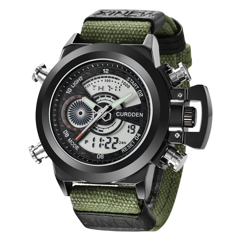 Reloj electrónico de doble pantalla con correa de nailon