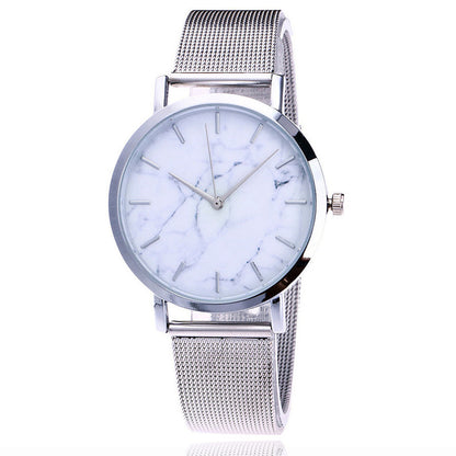 Vansvar fashion brand silver and gold mesh band creative marble wristwatch casual women quartz watches gift relogio feminino