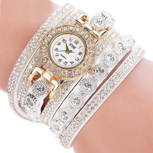 Reloj masculino de cuarzo para mujer, reloj de pulsera de piel sintética con diamantes de imitación para mujer