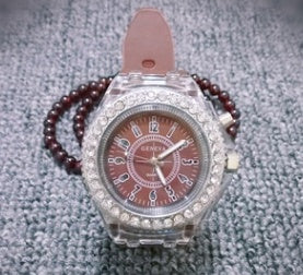 Relojes luminosos LED Geneva para mujer, relojes de cuarzo para mujer, relojes de pulsera de silicona para mujer