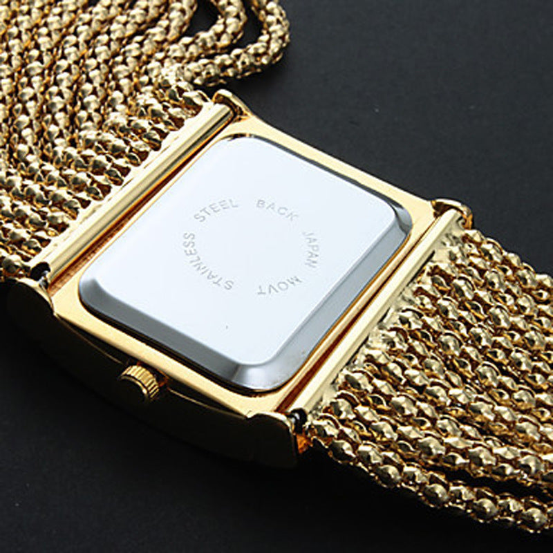 Reloj cuadrado con diamantes de imitación