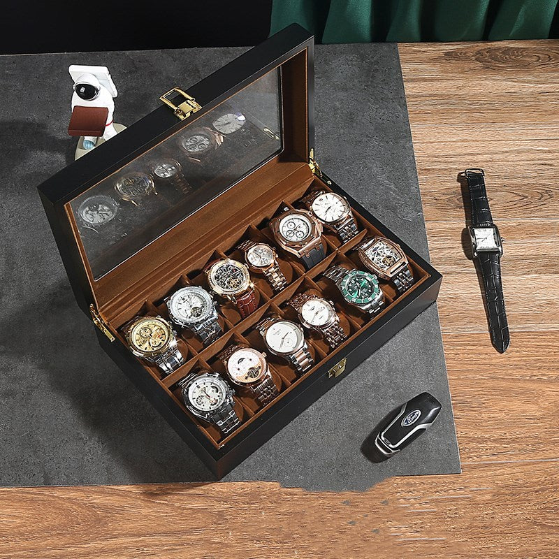 Solid wood watch storage box