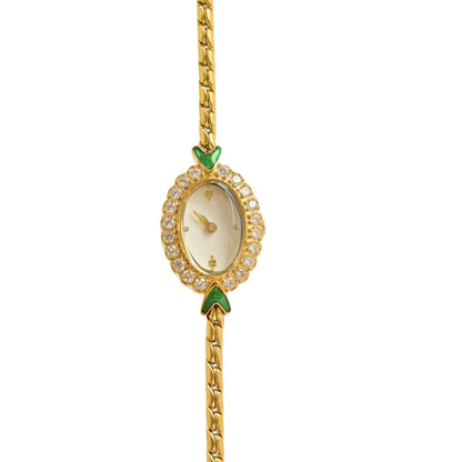 Reloj europeo pequeño de oro para mujer, hecho a mano, con incrustaciones de diamantes de imitación, estilo antiguo medio