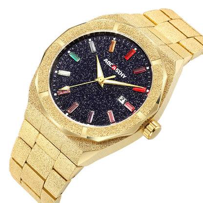 Reloj de lujo para hombre con diamantes en tono roble