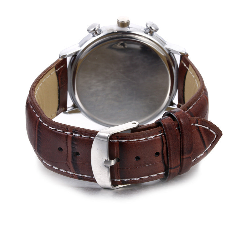 Reloj de cuarzo con correa y calendario sencillo para hombre