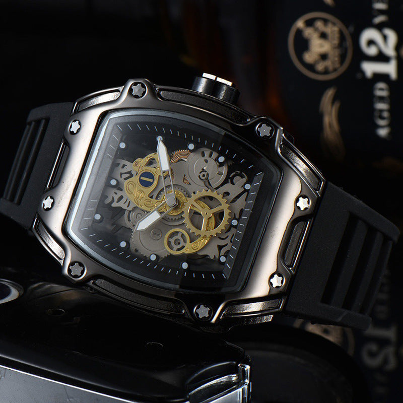 Two Hands Turn Dial Personalized Skeleton Transparent Quartz Watch