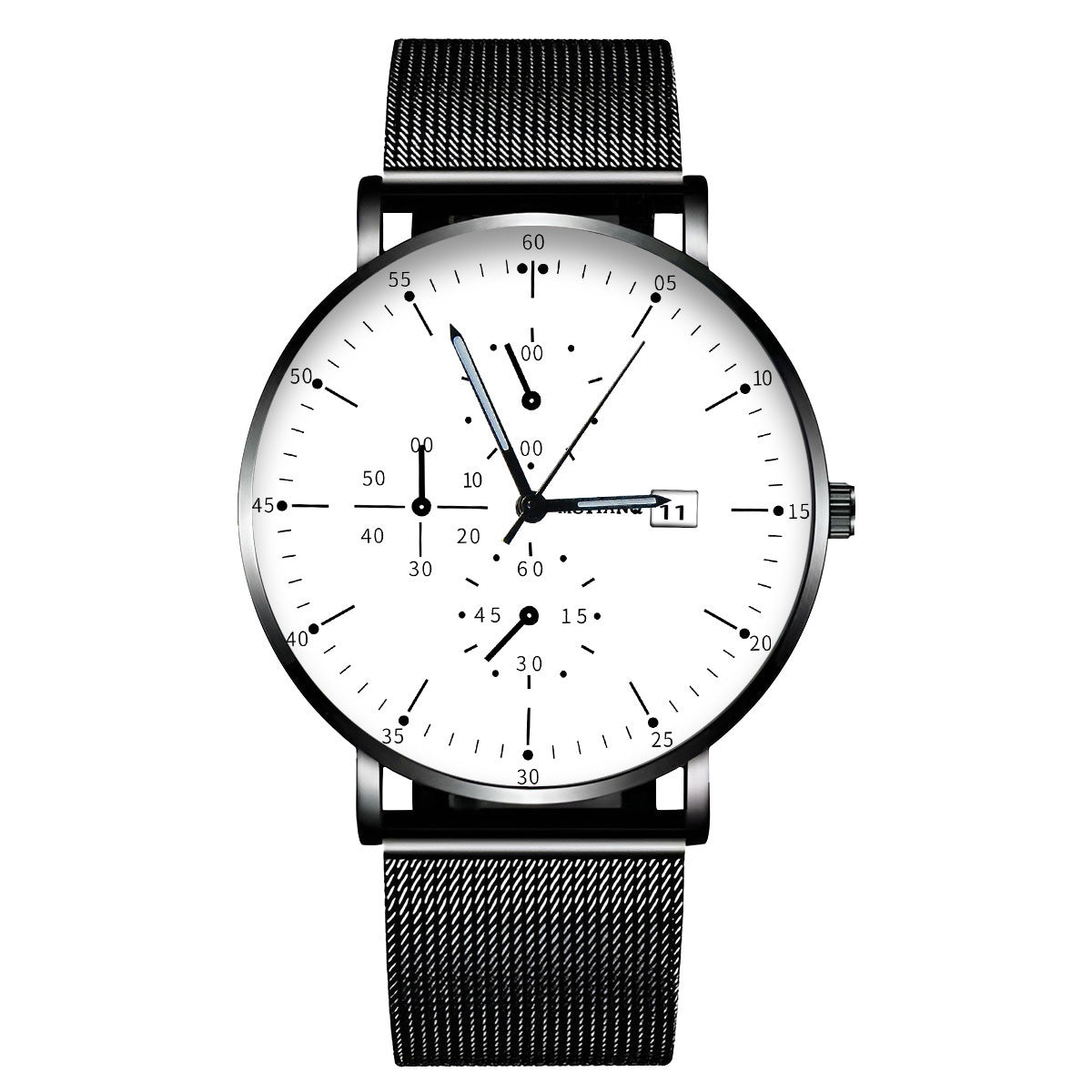 Reloj ultrafino de acero negro sencillo para hombre