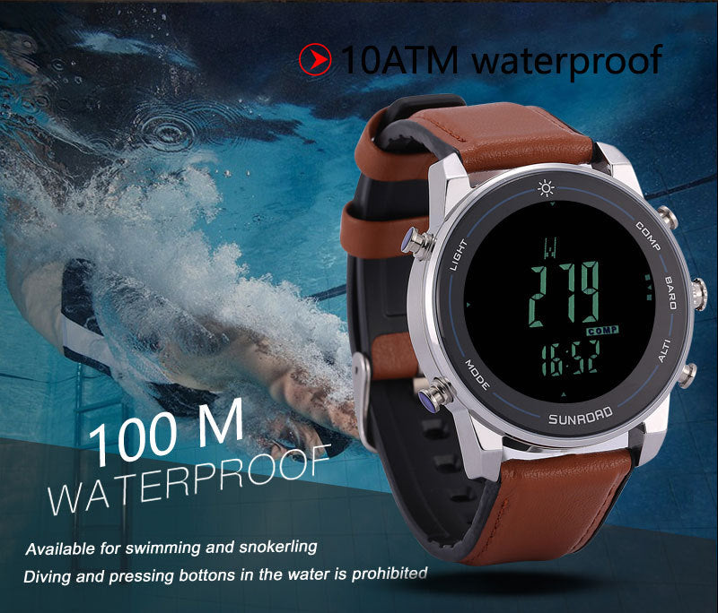 Reloj impermeable con termómetro de presión de pesca para hombre