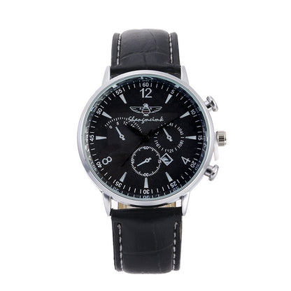 Reloj de cuarzo con correa y calendario sencillo para hombre