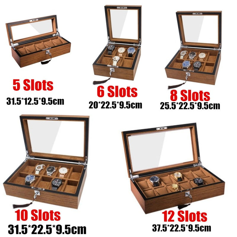 Matte wood grain lock watch storage box