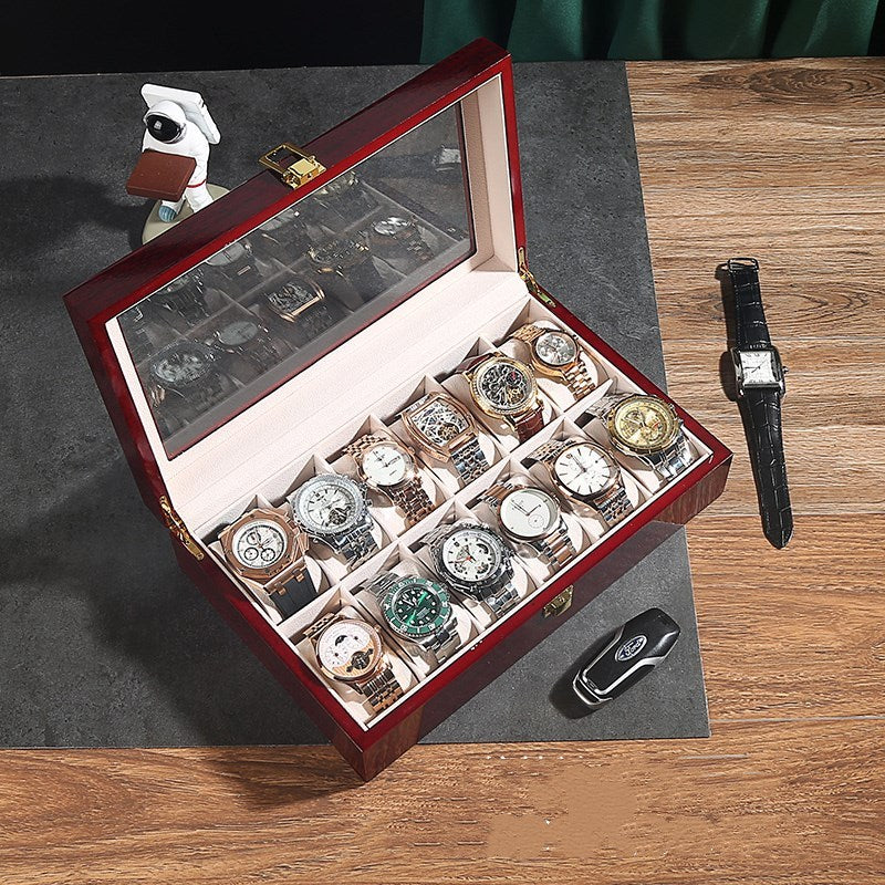 Solid wood watch storage box