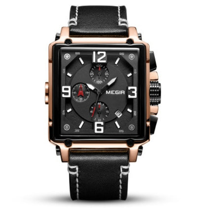 Vintage square leather men's watch
