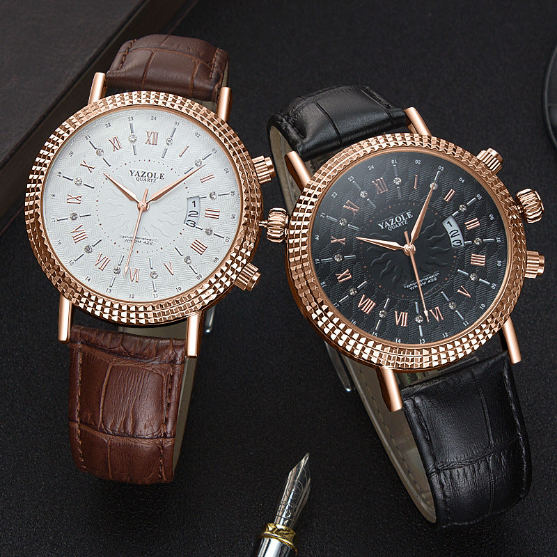 Reloj calendario para hombre, reloj de cuarzo, reloj de negocios, informal, de moda, de comercio exterior