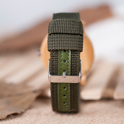 Wooden hand-framed bamboo wood woven strap