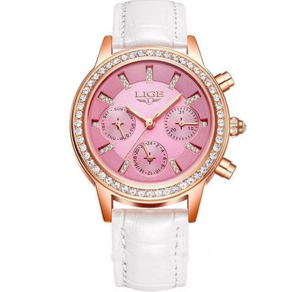 Reloj de mujer impermeable multifuncional con diamantes de imitación