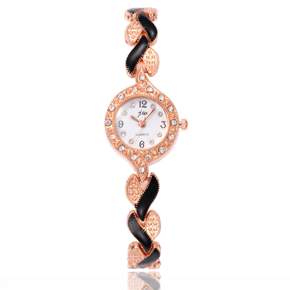 Reloj de pulsera de cuarzo con pulsera de hojas