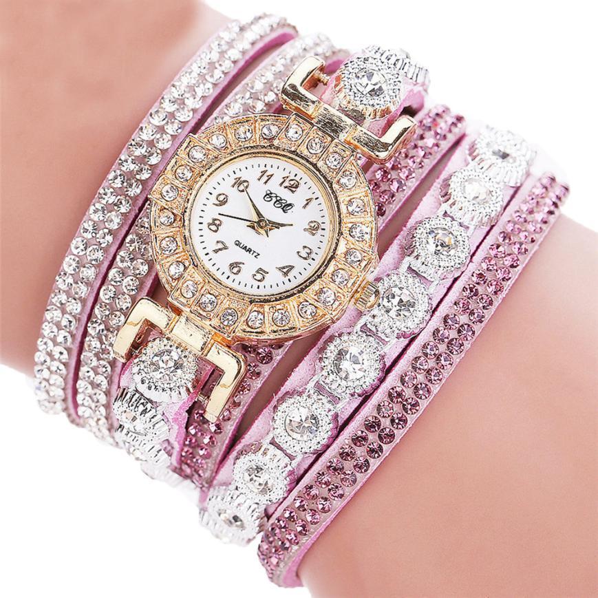 Reloj masculino de cuarzo para mujer, reloj de pulsera de piel sintética con diamantes de imitación para mujer