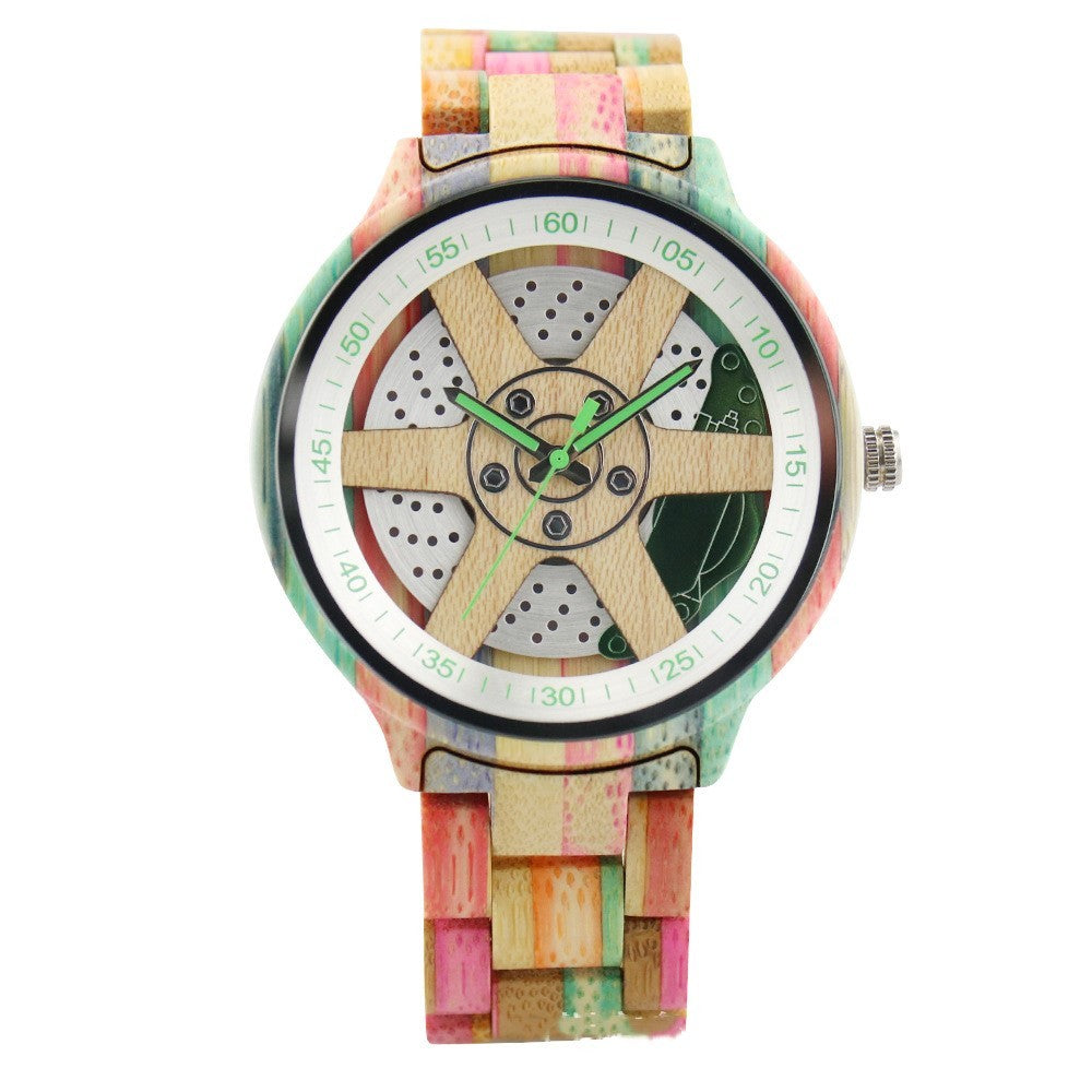 Leisure adult wood, wood and quartz watch