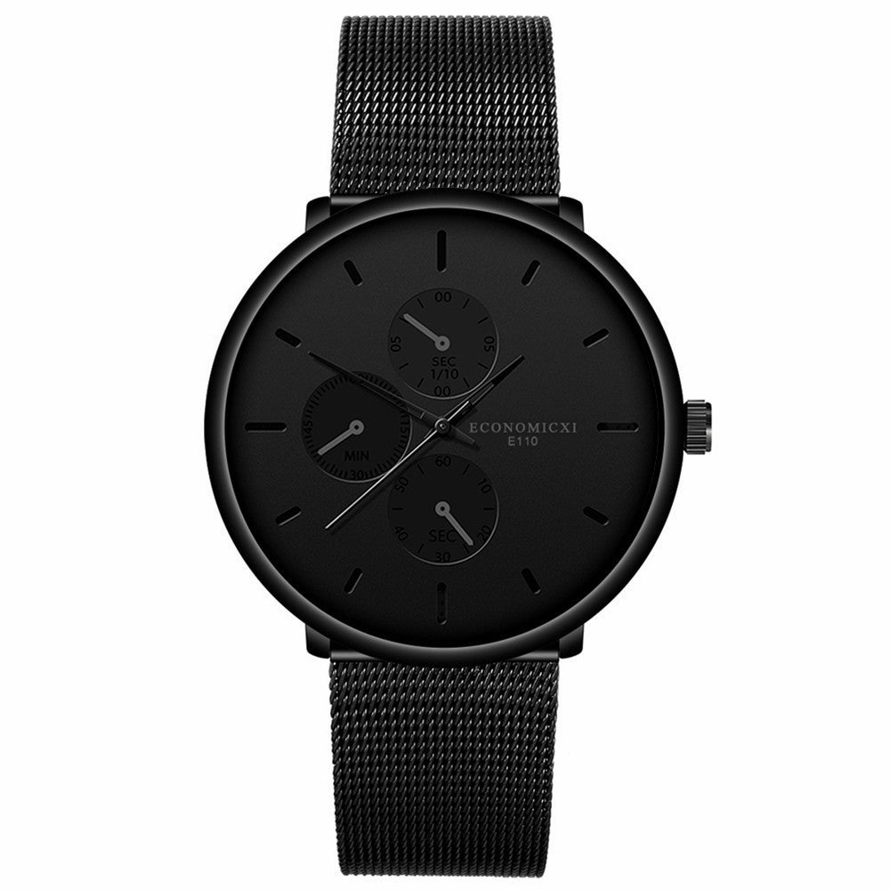 Reloj negro delgado para estudiantes masculinos