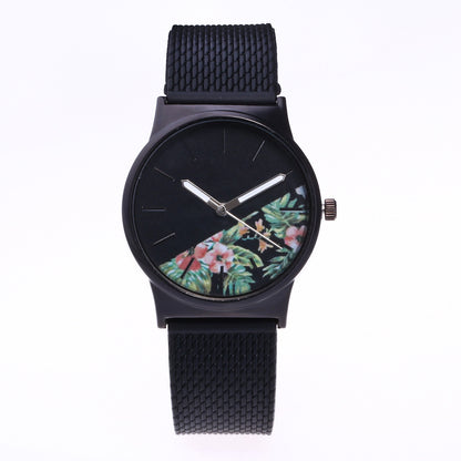 Men's And Women's Silicone Mesh Floral Watch