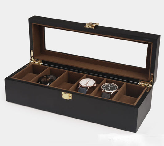 Black matte 6 grid watch box